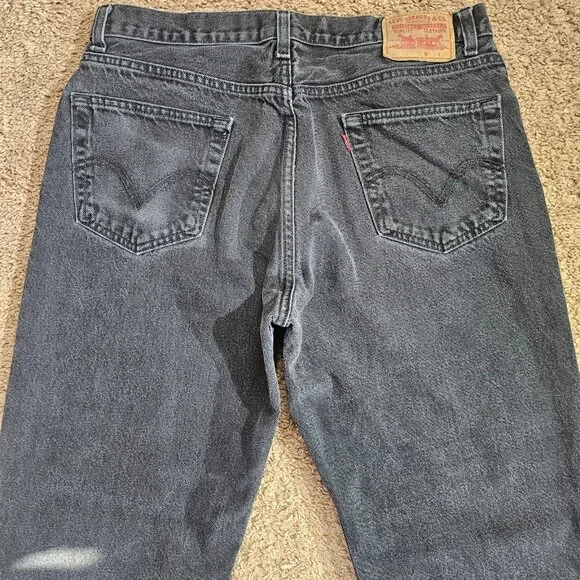 Levis 550 Relaxed Fit Taper Jeans Mens Tag 36x30 Act 35x28.5 Black Faded Wash - Picture 10 of 11